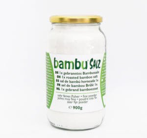 Embalaje 1x sal de bambú quemada muy fina (900 gramos)